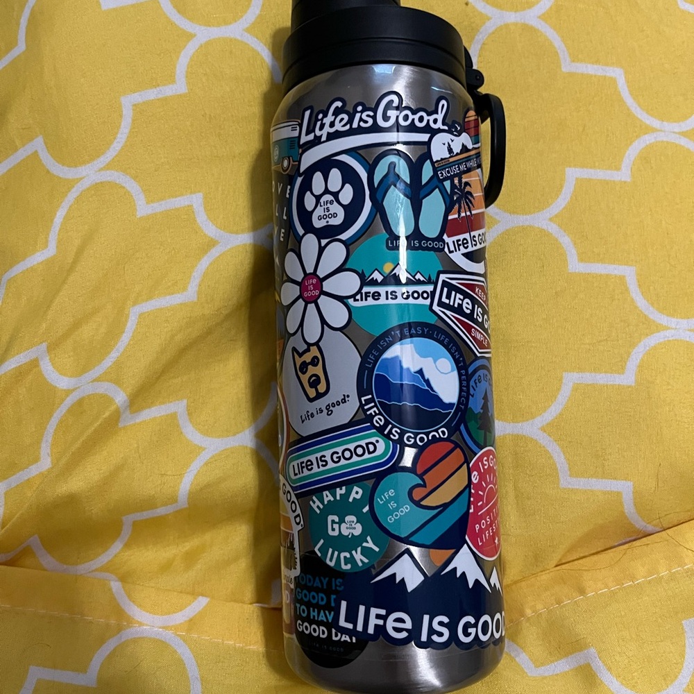 Life is Good Stainless Steel Bottle with Vibrant Stickers